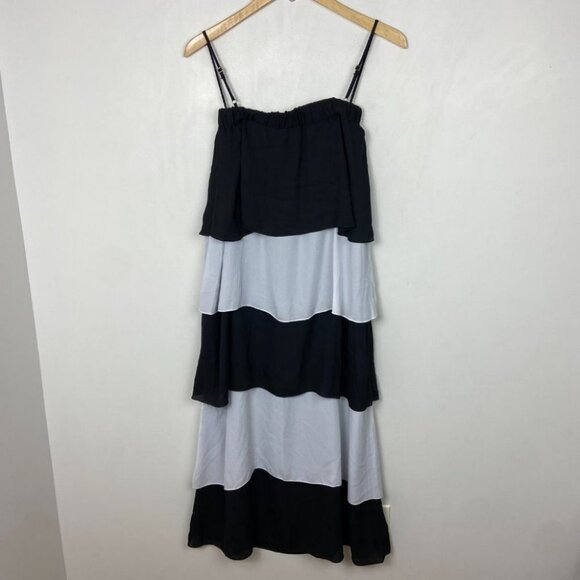 NWT Show Me Your Mumu Tiered Ruffle Maxi Dress Colorblock Black White Size Small - Picture 10 of 11
